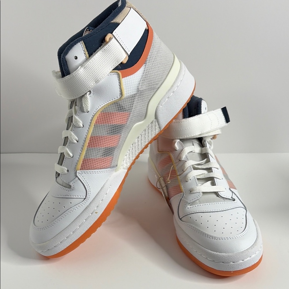 Adidas NEW Forum Mid TT Sneakers with Orange Accent FY4707